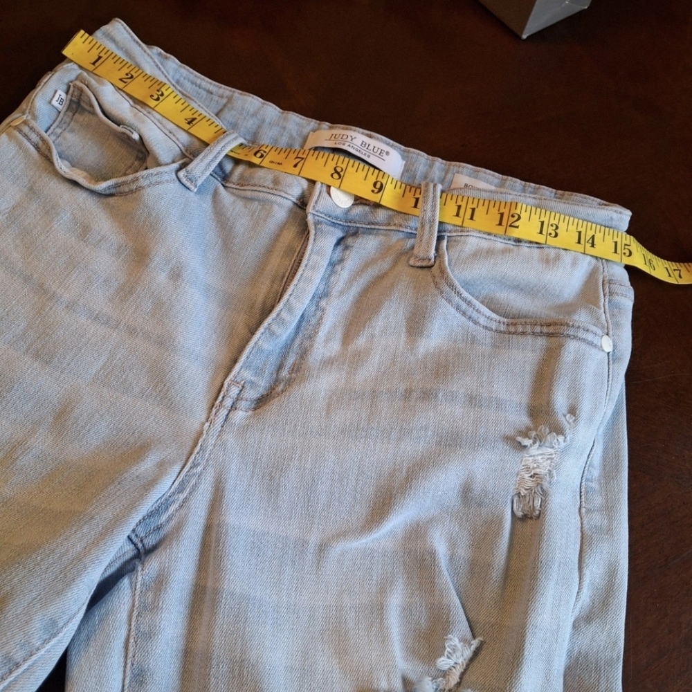 Judy Blue Jeans Boyfriend Fit Distressed Stretch Blue Jeans Women Size 9/29 - Picture 12 of 16